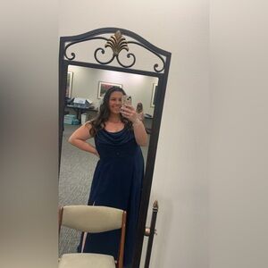 David's Bridal Cowl Neck Chiffon Dress with Slit